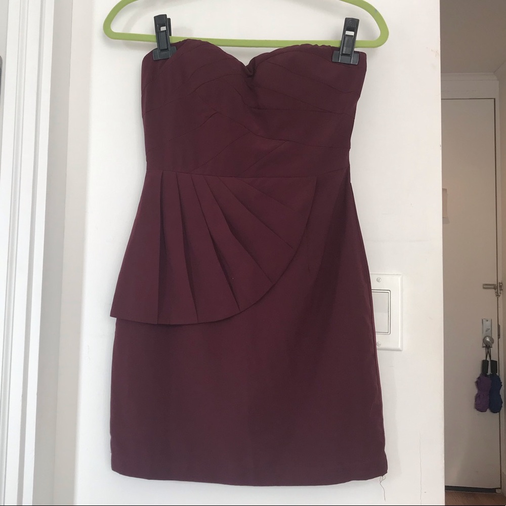 Deep Burgundy Strapless Dress